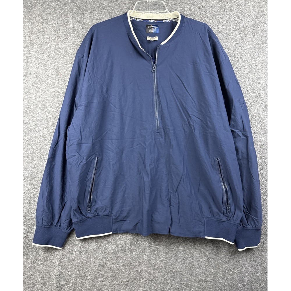 Callaway Golf Pullover XXL Navy Blue Mechanical Stretch Quarter Zip‎ Mesh Lining
